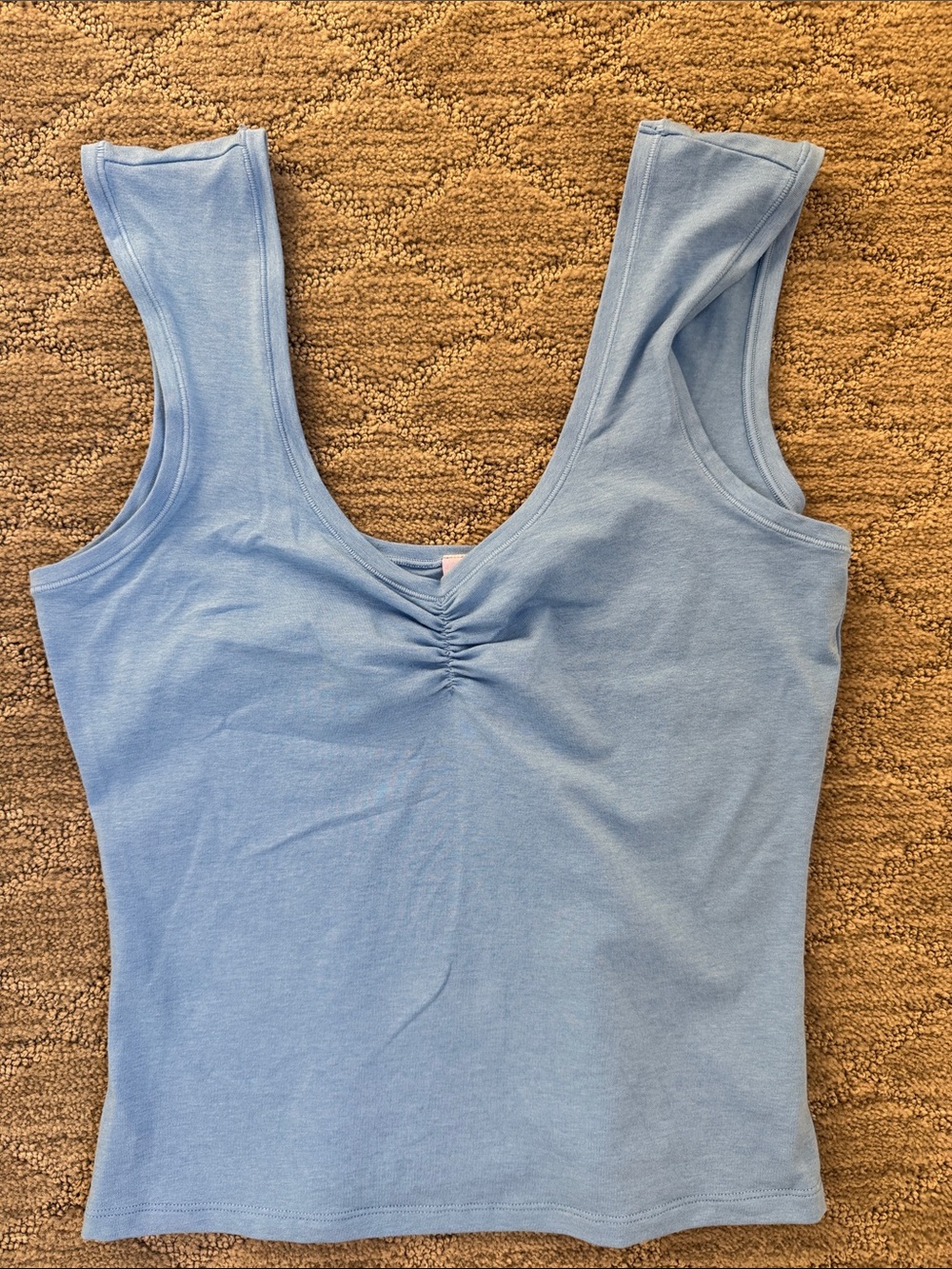 Light Blue Ruched V-Neck Tank Top - Women